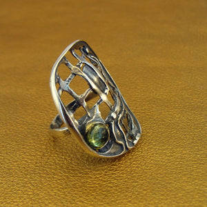 Hadar Designers Peridot Ring 6.5,7,7.5,8,8.5,9 Handmade Sterling Silver (H 114)y
