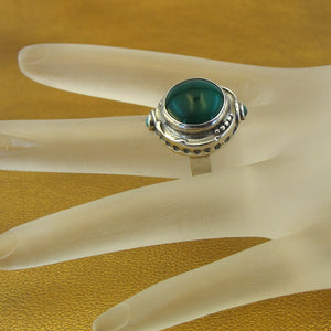Hadar Designers Green Agate Ring 925 Sterling Silver size 7.5,8 Handmade (H)LAST