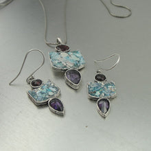 Load image into Gallery viewer, Roman glass amethyst earrings 925 sterling silver cz handmade Hadar Designers(as