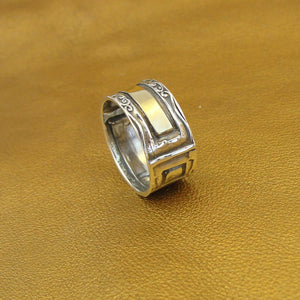 Hadar Designers 9k Yellow Gold 925 Sterling Silver Ring 8/5, 9 Handmade (H) SALE