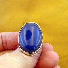 Load image into Gallery viewer, Blue agate Ring 925 sterling silver 7,8,9,10 handmade Hadar Designers (h 184)y
