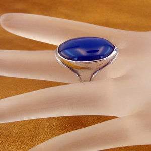 Blue agate Ring 925 sterling silver 7,8,9,10 handmade Hadar Designers (h 184)y