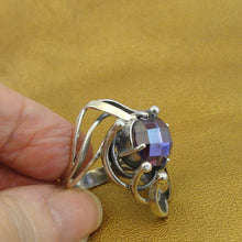 Load image into Gallery viewer, Hadar Designers 9k Yellow Gold 925 Silver Amethyst cz Ring 8,8.5 Handmade ()LAST
