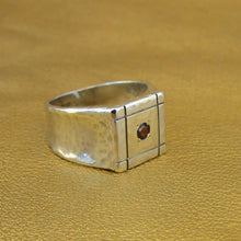 Load image into Gallery viewer, Hadar Designers Garnet Zircon Ring 7,7.5 9k Yellow Gold 925 Silver Handmade ()y