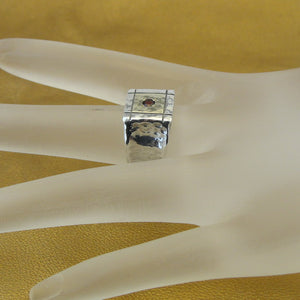 Hadar Designers Garnet Zircon Ring 7,7.5 9k Yellow Gold 925 Silver Handmade ()y