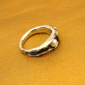 Hadar Designers Pearl Ring 7,7.5, Wild Handmade 9k Yellow Gold 925 Silver ()LAST