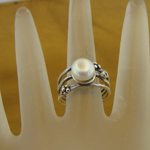 Hadar Designers Sterling Silver White Pearl Zircon Ring size6,7,8,9 Israel (ms