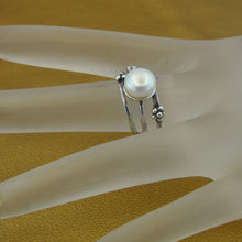 Load image into Gallery viewer, Hadar Designers Sterling Silver White Pearl Zircon Ring size6,7,8,9 Israel (ms