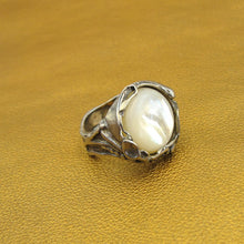 Load image into Gallery viewer, Hadar Designers Mother of Pearl MOP 925 Silver Ring sz 7.5,8,8.5 Handmade (H) y