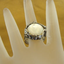 Load image into Gallery viewer, Hadar Designers Mother of Pearl MOP 925 Silver Ring sz 7.5,8,8.5 Handmade (H) y