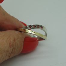 Load image into Gallery viewer, Hadar Designers 9k Yellow Gold 925 Silver Red Zircon Ring 6,7,8,9 Handmade (Ms)