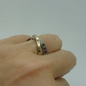 Hadar Designers 9k Yellow Gold 925 Silver Red Zircon Ring 6,7,8,9 Handmade (Ms)