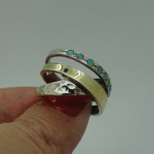 Load image into Gallery viewer, Hadar Designers Blue Opal Ring 9k Yellow Gold Sterling Silver sz 6,7,8,9 (ms)