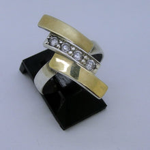 Load image into Gallery viewer, Hadar Designers 9k Yellow Gold 925 Silver Zircon Ring sz 6.5,7,8,9 Handmade ()Y