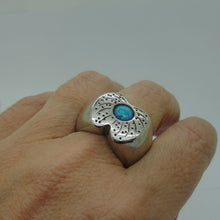 Load image into Gallery viewer, Hadar Designers blue opal ring sz 7.5,8 art 925 sterling silver handmade (H)y