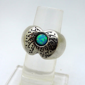 Hadar Designers blue opal ring sz 7.5,8 art 925 sterling silver handmade (H)y