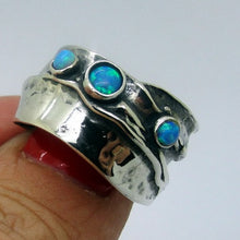 Load image into Gallery viewer, Blue Opal Ring 925 Sterling Silver size 7,7.5 Handmade Hadar Designers (H) Sale