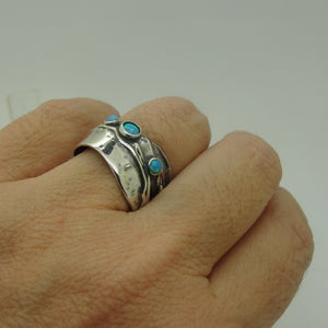 Blue Opal Ring 925 Sterling Silver size 7,7.5 Handmade Hadar Designers (H) Sale