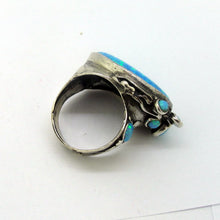 Load image into Gallery viewer, Hadar Designers Blue Opal Ring Handmade Sterling Silver size 7,8,9,10 (H 102b