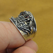 Load image into Gallery viewer, Hadar Designers Red Garnet Ring size 7,7.5 Handmade 925 Sterling Silver (H) SALE