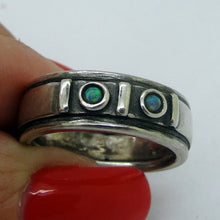 Load image into Gallery viewer, Blue Opal Ring 925 Sterling Silver size 7.5, 8 Handmade Hadar Designers (H) y