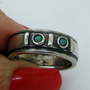 Blue Opal Ring 925 Sterling Silver size 7.5, 8 Handmade Hadar Designers (H) y