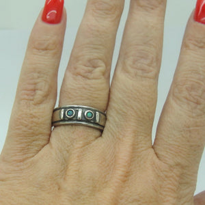 Blue Opal Ring 925 Sterling Silver size 7.5, 8 Handmade Hadar Designers (H) y