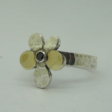 Load image into Gallery viewer, Hadar Designers garnet yellow gold 925 Silver floral ring 6,7,8,9 handmade (ms)y