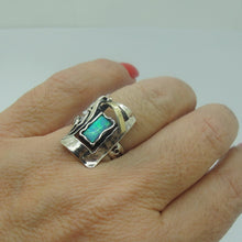 Load image into Gallery viewer, Hadar Designers Blue Opal 6,7,7.5,8,9 Ring 9k Yellow Gold Sterling Silver (ms)y