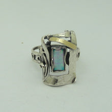 Load image into Gallery viewer, Hadar Designers Blue Opal 6,7,7.5,8,9 Ring 9k Yellow Gold Sterling Silver (ms)y
