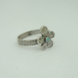 Hadar Designers Blue Opal 925 Sterling Silver Floral Ring sz 7 Handmade (S) LAST