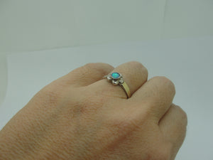 Hadar Designers Filigree 9k Gold Sterling Silver Blue Opal Ring size 9 () LAST