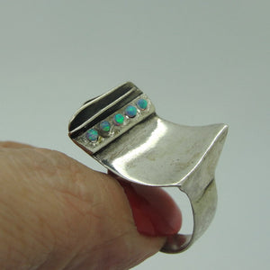 Hadar Designers Blue Opal "Wild" Ring sz 7,8,9 Handmade 925 Sterling Silver (H)