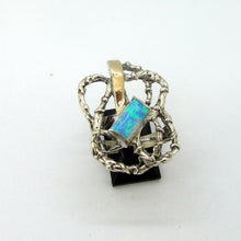 Load image into Gallery viewer, Hadar Designers Blue Opal Ring Handmade 9k Yellow Gold 925 Silver 8.5,9 (msY