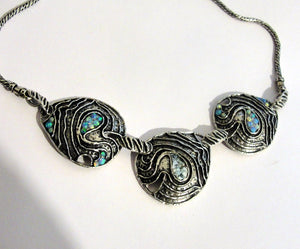 Blue Opal Necklace 925 Sterling Silver Handmade Dangle Hadar Designers (AS)