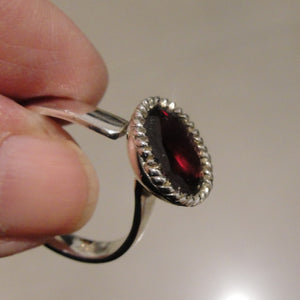 Hadar Designers Garnet Ring size 7,7.5, 8 Handmade Sterling 925 Silver (H) LAST