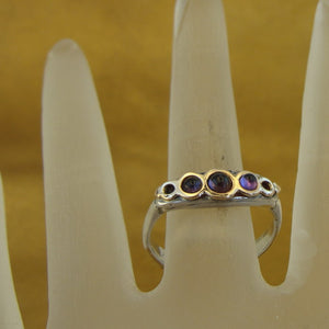 Hadar Designers amethyst ring 9k yellow gold 925 silver size 7.5, 8 Handmade (p)