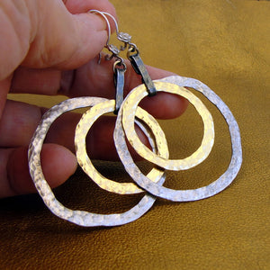 Hadar Designers Large Hoop Earrings 14k Yellow Gold Fil 925 Silver Handmade (v