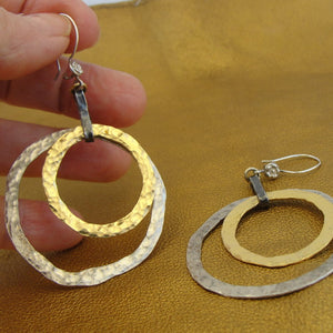 Hadar Designers Large Hoop Earrings 14k Yellow Gold Fil 925 Silver Handmade (v