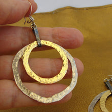 Load image into Gallery viewer, Hadar Designers Large Hoop Earrings 14k Yellow Gold Fil 925 Silver Handmade (v