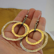 Load image into Gallery viewer, Hadar Designers Large Hoop Earrings 14k Yellow Gold Fil 925 Silver Handmade (v