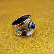 Load image into Gallery viewer, Hadar Designers Blue Lapis Ring size 7,7.5,8 Sterling Silver Handmade (H) SALE
