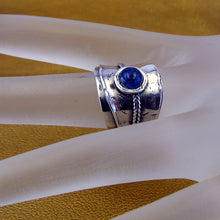 Load image into Gallery viewer, Hadar Designers Blue Lapis Ring size 7,7.5,8 Sterling Silver Handmade (H) SALE