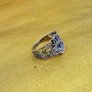 Hadar Designers Handmade filigree 925 Sterling Silver Hamas Ring size 8 (H) LAST