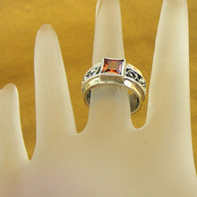 Load image into Gallery viewer, Hadar Designers Handmade 9k Yellow Gold 925 Silver Red Zircon Ring 6, 6.5 (vs) y