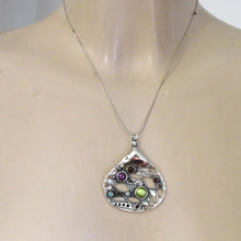 Load image into Gallery viewer, Hadar Designers Unique Drop Pendant Handmade 925 Sterling Silver Gemstones (H) Y