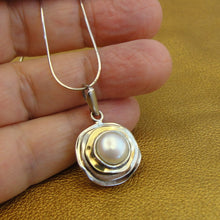 Load image into Gallery viewer, Hadar Designers 9k Yellow Gold Sterling Silver Pearl Pendant Handmade (ms) SALE