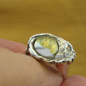 Hadar Designers Handmade Sterling Silver Rock Crystal Ring size 8, 8.5 (H) SALE