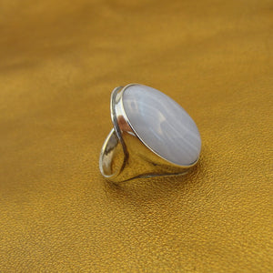 Hadar Designers 925 Sterling Silver Lace Agate Ring 7,7.5,8,9 Handmade (H 184y