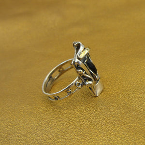 Hadar Designers Black Onyx Ring sz 6,7,8,9,10 Handmade 9k Gold 925 Silver (MS) y